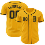 Custom Gold Black Authentic Baseball Jersey