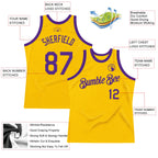 Custom Gold Purple Authentic Throwback Basketball Jersey