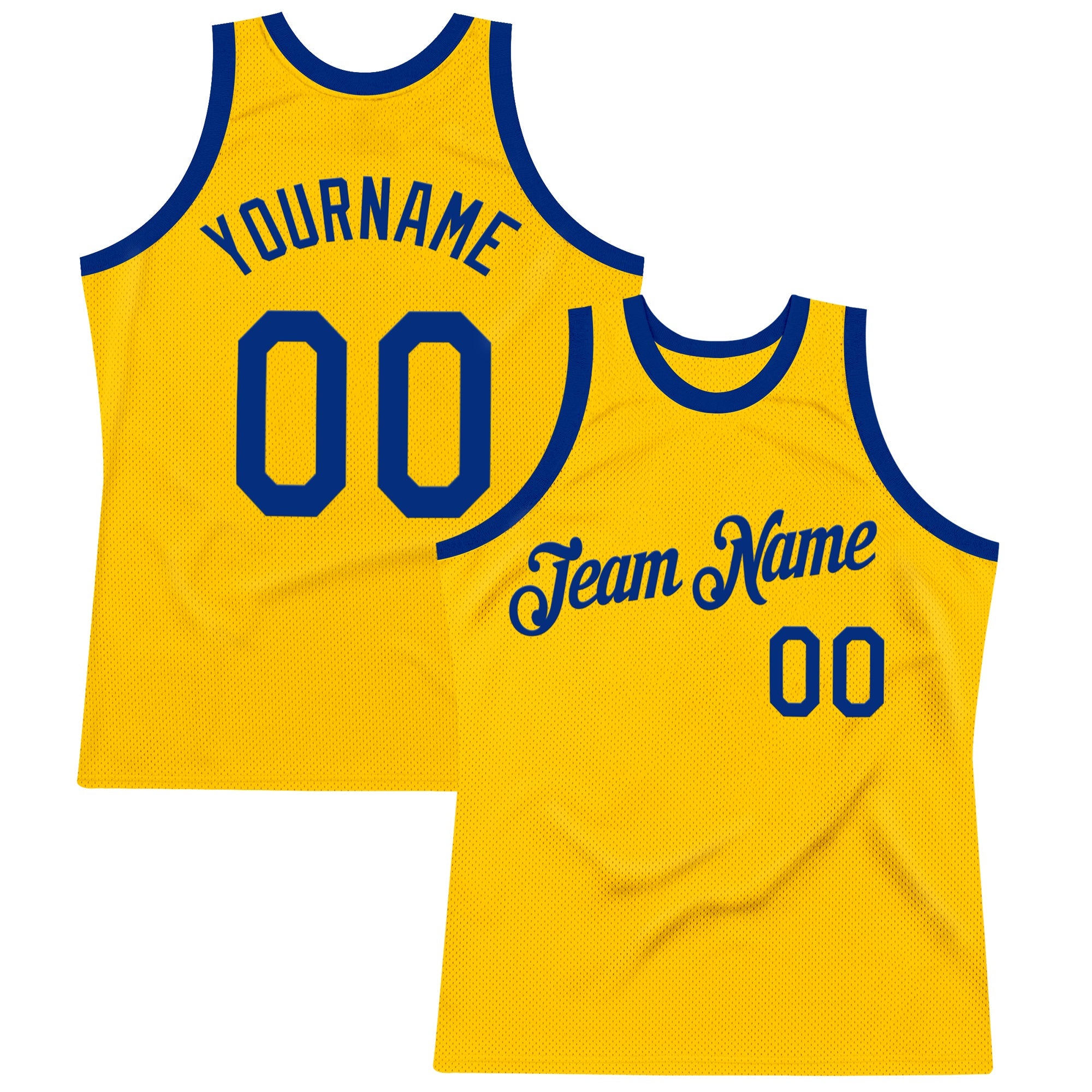 Custom Gold Royal Authentic Throwback Basketball Jersey