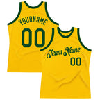 Custom Gold Green Authentic Throwback Basketball Jersey