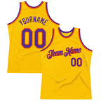 Custom Gold Purple-Orange Authentic Throwback Basketball Jersey