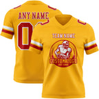 Custom Gold Red-White Authentic Football Jersey