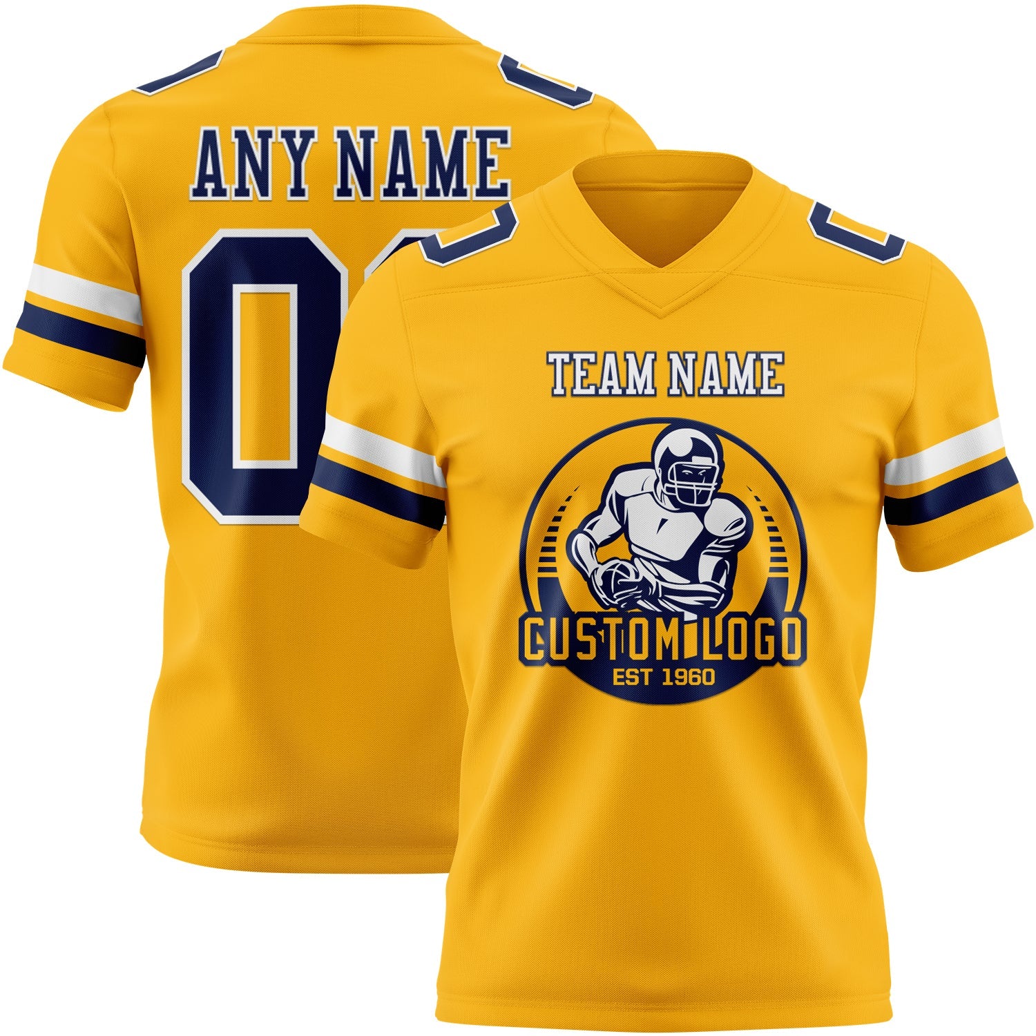 Custom Gold Nvay-White Authentic Football Jersey