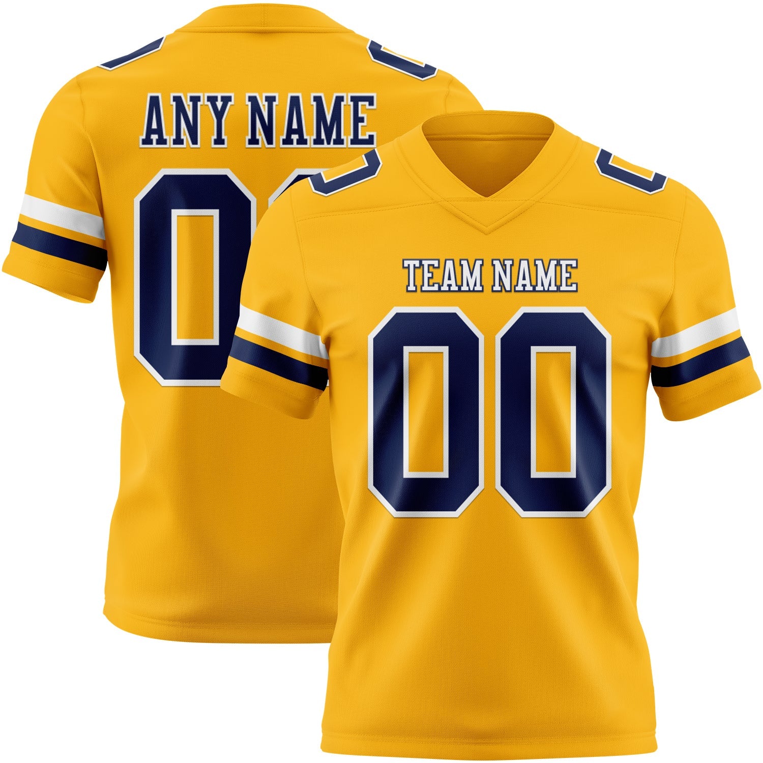 Custom Gold Nvay-White Authentic Football Jersey