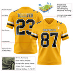 Custom Gold Black-White Authentic Football Jersey
