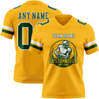 Custom Gold Green-White Authentic Football Jersey