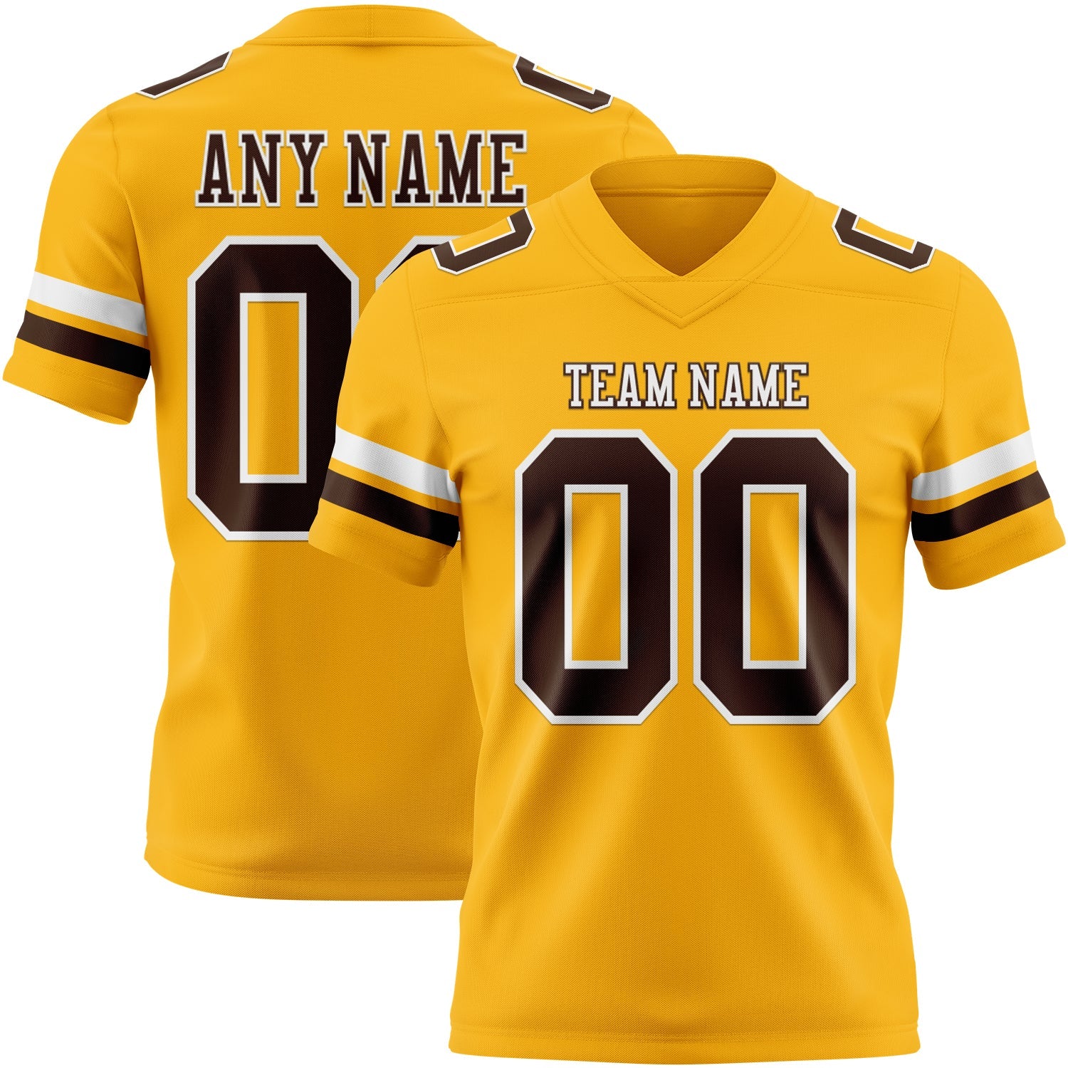 Custom Gold Brown-White Authentic Football Jersey
