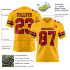 Custom Gold Red-Black Authentic Football Jersey