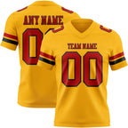 Custom Gold Red-Black Authentic Football Jersey