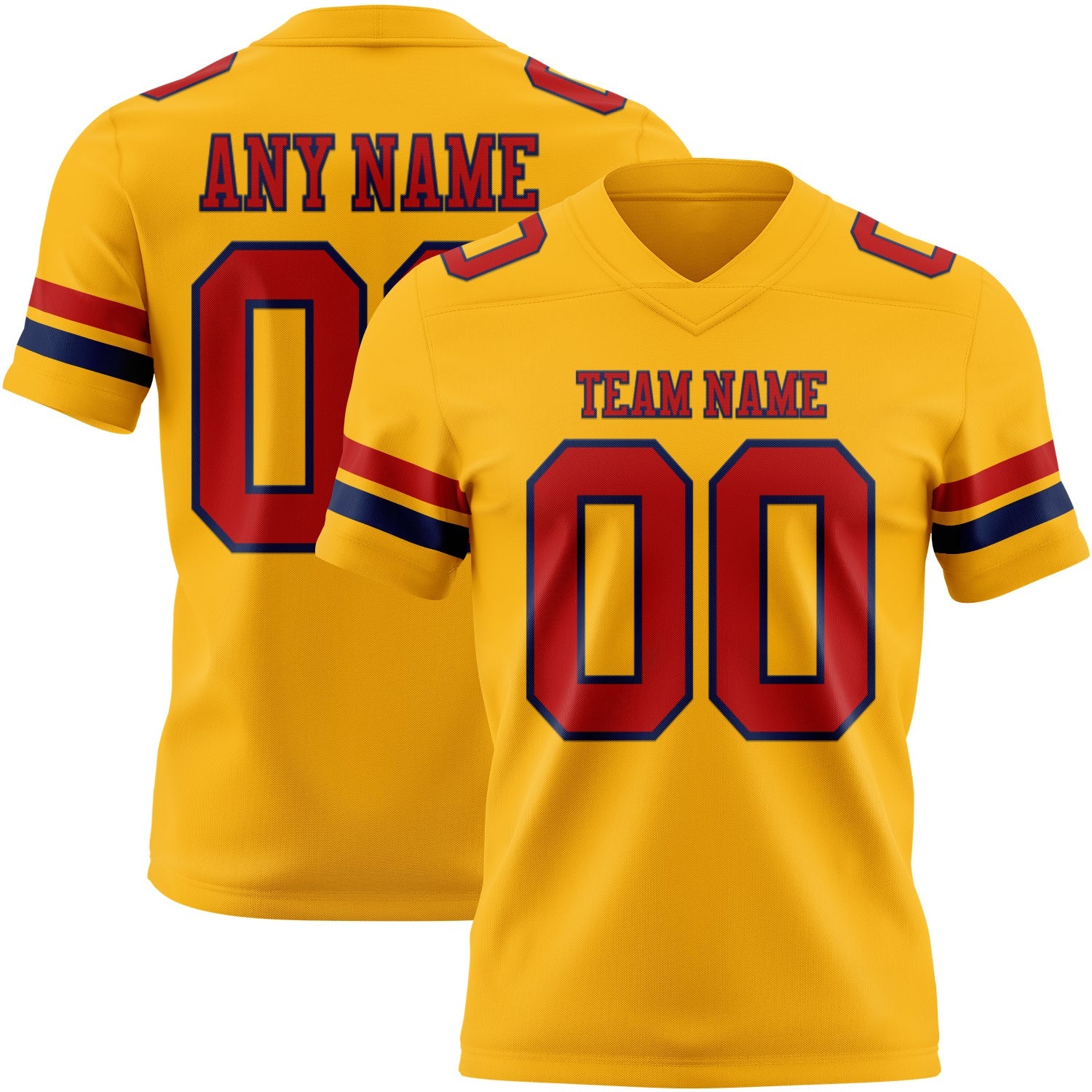Custom Gold Red-Navy Authentic Football Jersey