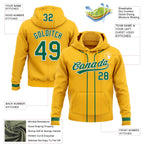 Custom Stitched Gold Kelly Green-White Baseball Pullover Sweatshirt Hoodie