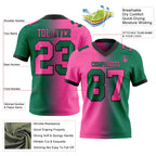Custom Kelly Green Pink-Black Authentic Gradient Fashion Football Jersey