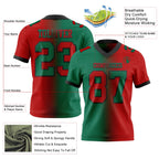 Custom Red Kelly Green-Black Authentic Gradient Fashion Football Jersey