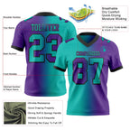 Custom Purple Aqua-Black Authentic Gradient Fashion Football Jersey