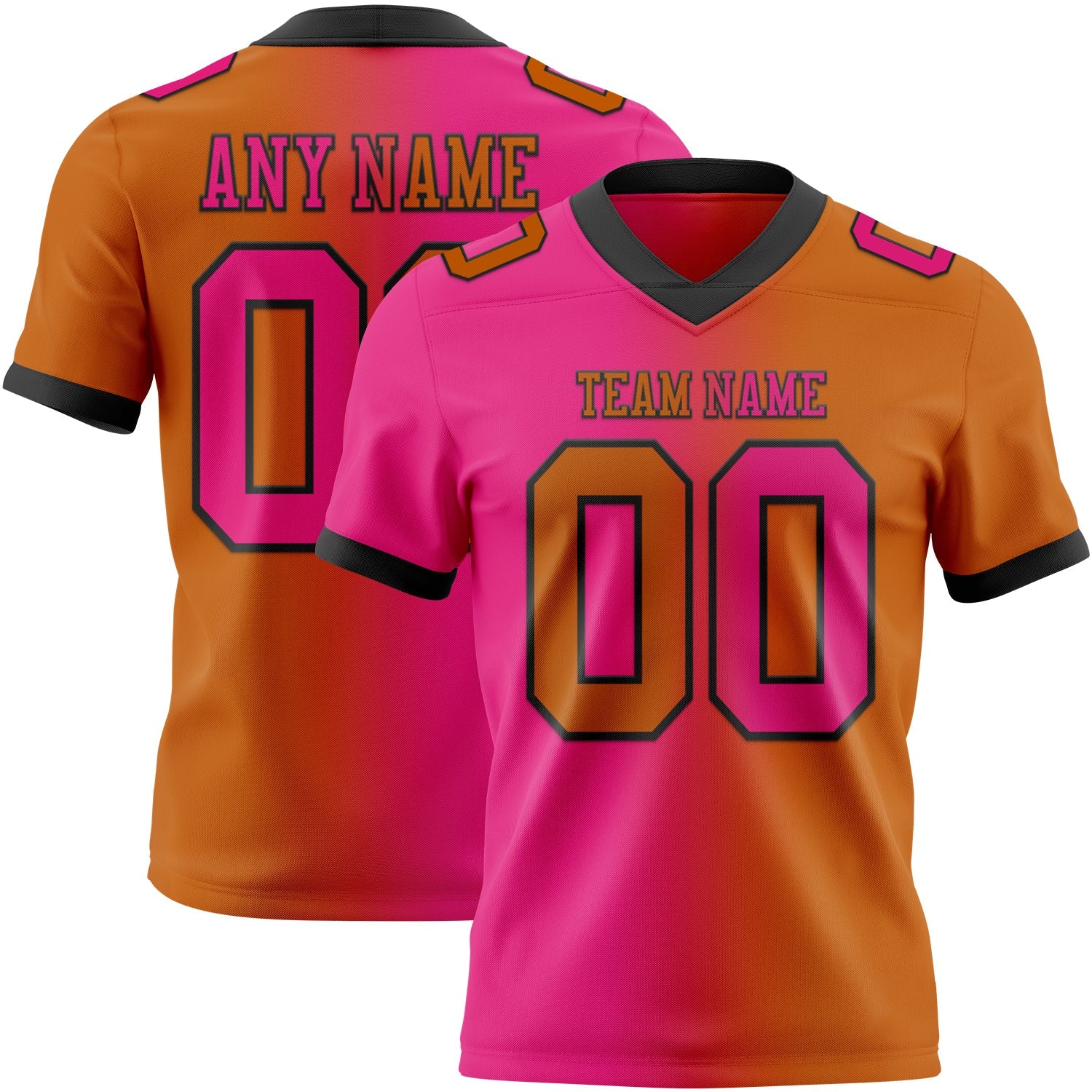 Custom Texas Orange Hot Pink-Black Authentic Gradient Fashion Football Jersey