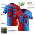 Custom Powder Blue Red-Navy Authentic Gradient Fashion Football Jersey