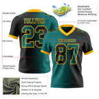 Custom Black Teal-Gold Authentic Gradient Fashion Football Jersey