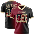 Custom Black Vintage USA Flag Crimson-Cream Authentic Gradient Fashion Football Jersey