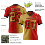Custom Red Old Gold-Black Authentic Gradient Fashion Football Jersey