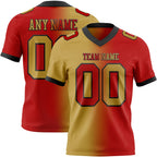 Custom Red Old Gold-Black Authentic Gradient Fashion Football Jersey