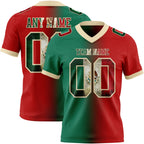 Custom Red Vintage Mexican Flag Kelly Green-Cream Authentic Gradient Fashion Football Jersey