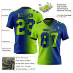 Custom Royal Neon Green-Black Authentic Gradient Fashion Football Jersey