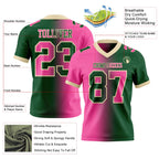 Custom Green Pink-Cream Authentic Gradient Fashion Football Jersey