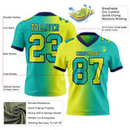 Custom Aqua Neon Yellow-Navy Authentic Gradient Fashion Football Jersey