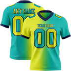 Custom Aqua Neon Yellow-Navy Authentic Gradient Fashion Football Jersey