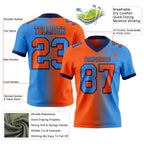 Custom Powder Blue Orange-Navy Authentic Gradient Fashion Football Jersey