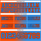 Custom Powder Blue Orange-Navy Authentic Gradient Fashion Football Jersey