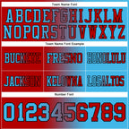 Custom Sky Blue Red-Black Authentic Gradient Fashion Football Jersey