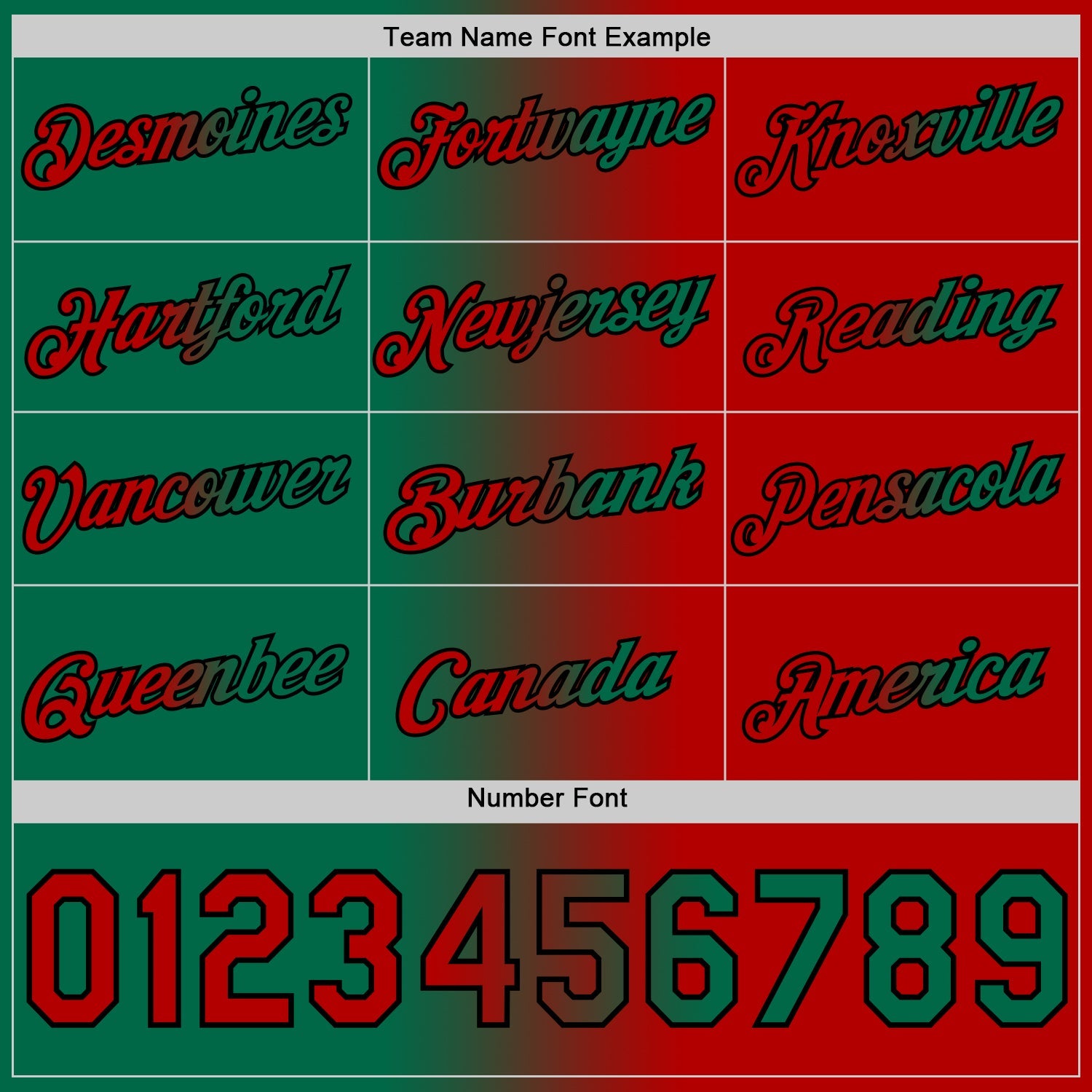 Custom Red Kelly Green-Black Gradient Fashion Performance T-Shirt