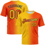 Custom Orange Yellow-Black Gradient Fashion Performance T-Shirt