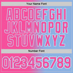 Custom Light Blue Pink-White Gradient Fashion Performance T-Shirt