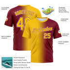 Custom Crimson Yellow-White Gradient Fashion Performance T-Shirt