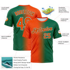Custom Kelly Green Orange-White Gradient Fashion Performance T-Shirt
