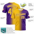 Custom Purple Yellow-White Gradient Fashion Performance T-Shirt
