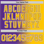 Custom Purple Yellow-White Gradient Fashion Performance T-Shirt