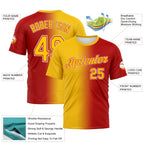 Custom Red Yellow-White Gradient Fashion Performance T-Shirt