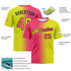 Custom Neon Yellow Neon Pink-Black Gradient Fashion Performance T-Shirt