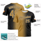 Custom Black Old Gold-White Gradient Fashion Performance T-Shirt