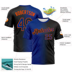 Custom Black Royal-Orange Gradient Fashion Performance T-Shirt