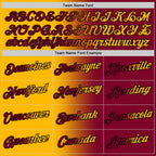 Custom Maroon Gold-Black Gradient Fashion Performance T-Shirt