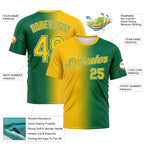 Custom Kelly Green Yellow-White Gradient Fashion Performance T-Shirt