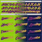 Custom Navy Neon Green-Pink Gradient Fashion Performance T-Shirt