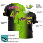 Custom Black Neon Green-Pink Gradient Fashion Performance T-Shirt