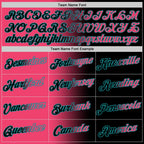 Custom Black Neon Pink-Teal Gradient Fashion Performance T-Shirt
