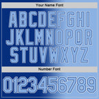 Custom Royal Light Blue-White Gradient Fashion Performance T-Shirt