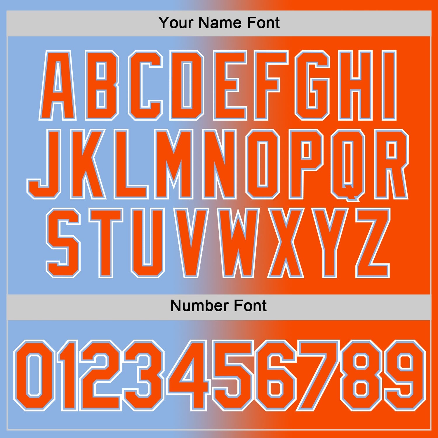 Custom Light Blue Orange-White Gradient Fashion Performance T-Shirt